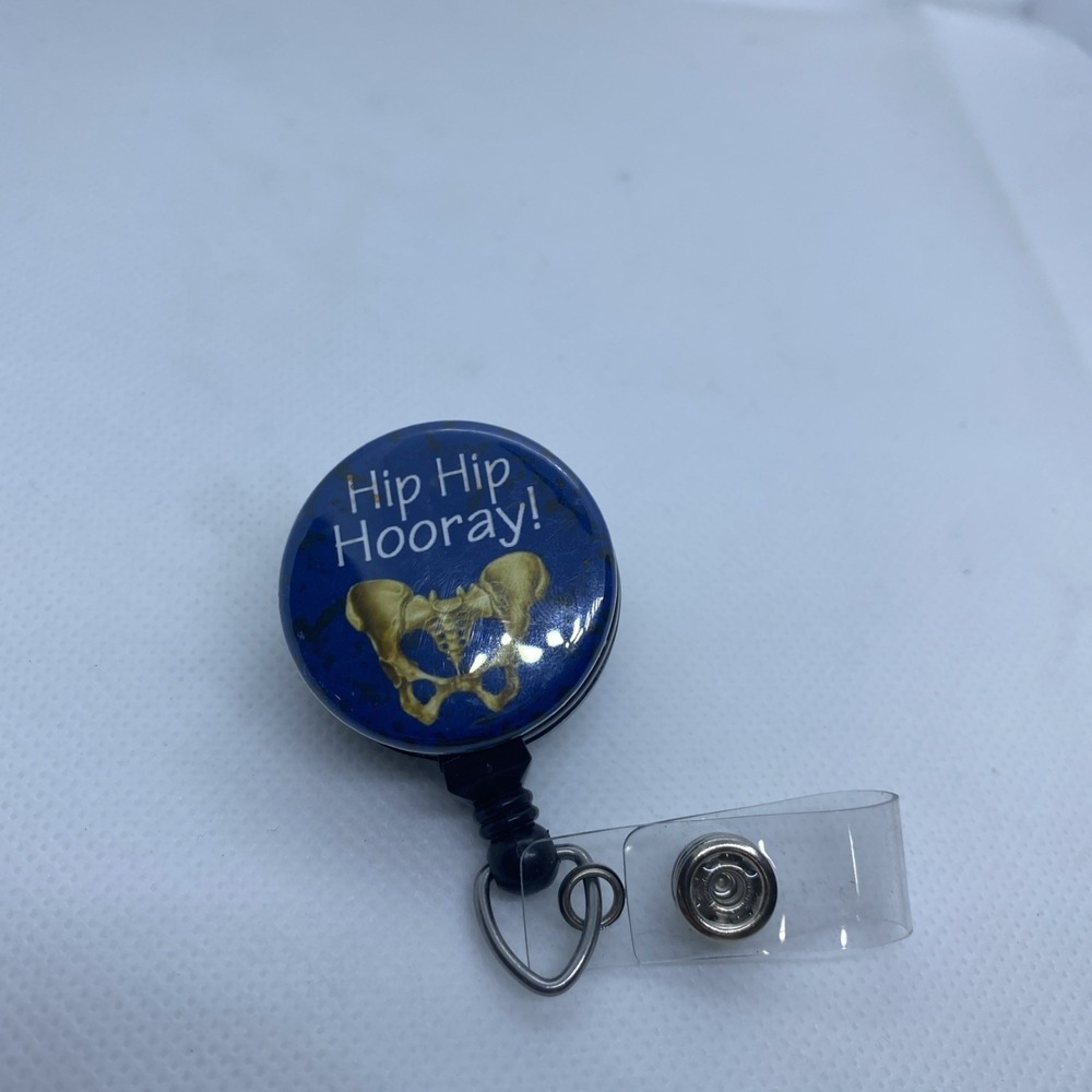 Retractable Badge Holder With Clip Hip Hip Hooray Blue Radiology X-Ray